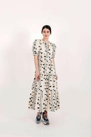 Teresa Cotton Midi Dress with Half Sleeve