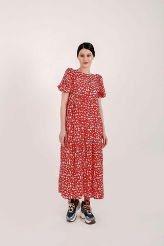 Milina Shirred Tier Midi Dress - By Baano