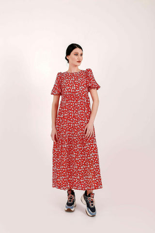 Milina Shirred Tier Midi Dress - By Baano