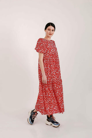 Milina Shirred Tier Midi Dress - By Baano