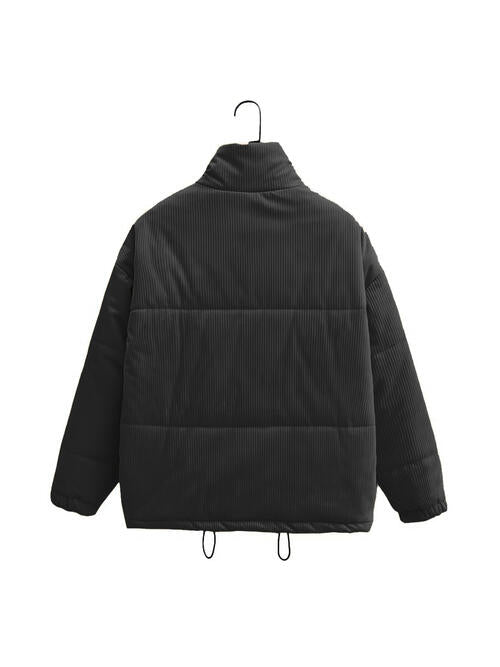 Zip Up Drawstring Winter Coat with Pockets - By Baano