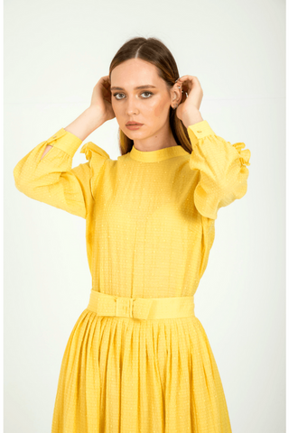 Ruya a Picnic Perfect Dress with Ruffles in Yellow - By Baano