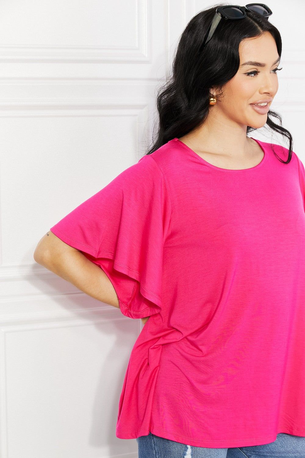 Yelete Full Size More Than Words Flutter Sleeve Top.