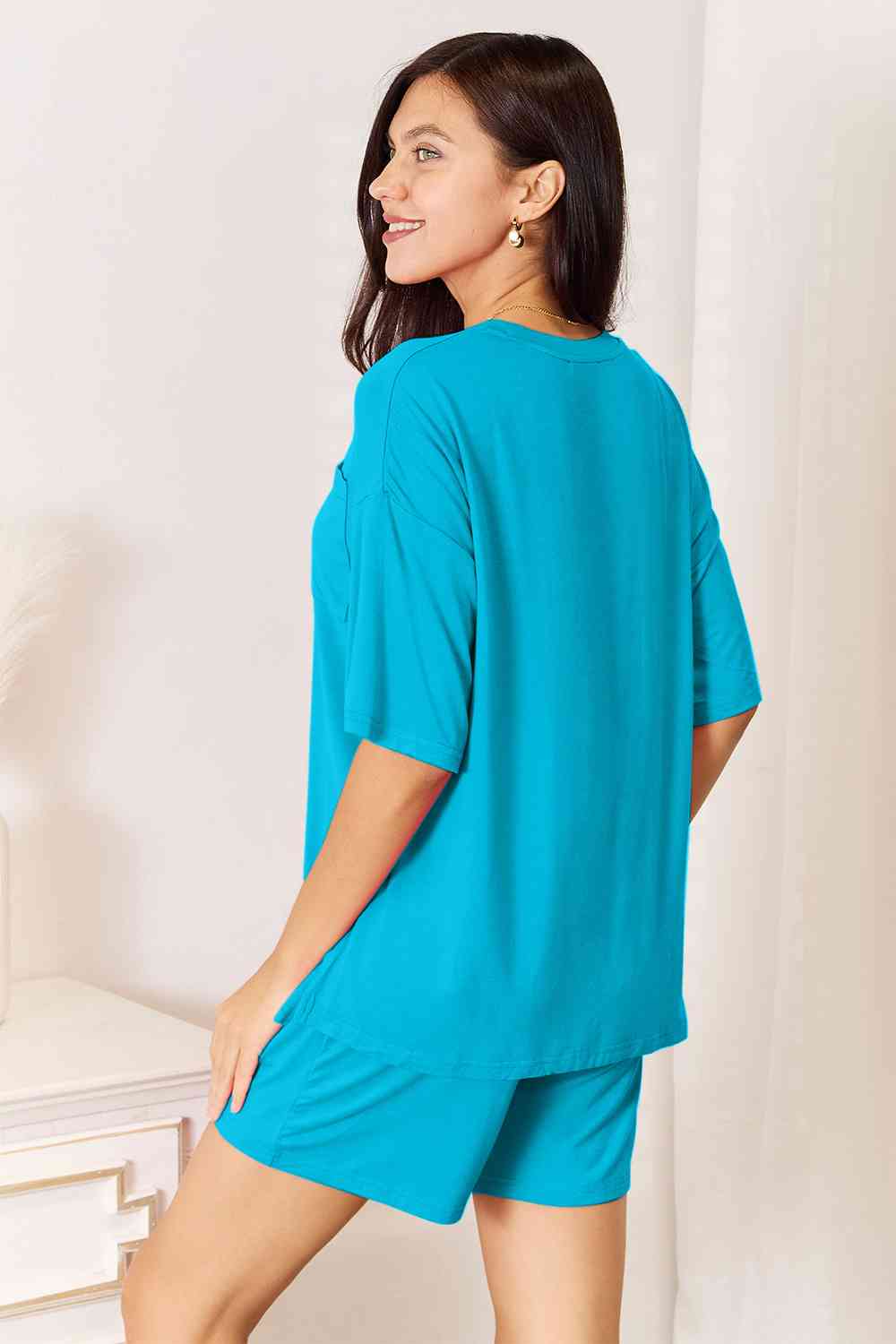 Basic Bae Full Size Soft Rayon Half Sleeve Top and Shorts Set - By Baano