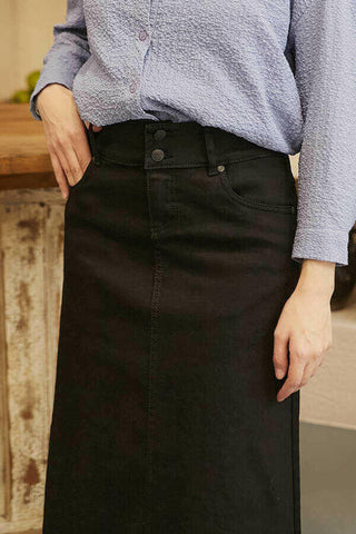 Ridged bottom Skirt Denim Skirt Blue Black - By Baano