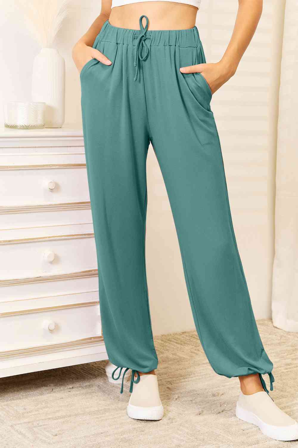 Basic Bae Full Size Soft Rayon Drawstring Waist Pants with Pockets - By Baano