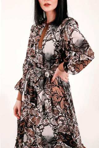 Paisley Maxi Dress with Long Sleeves - By Baano