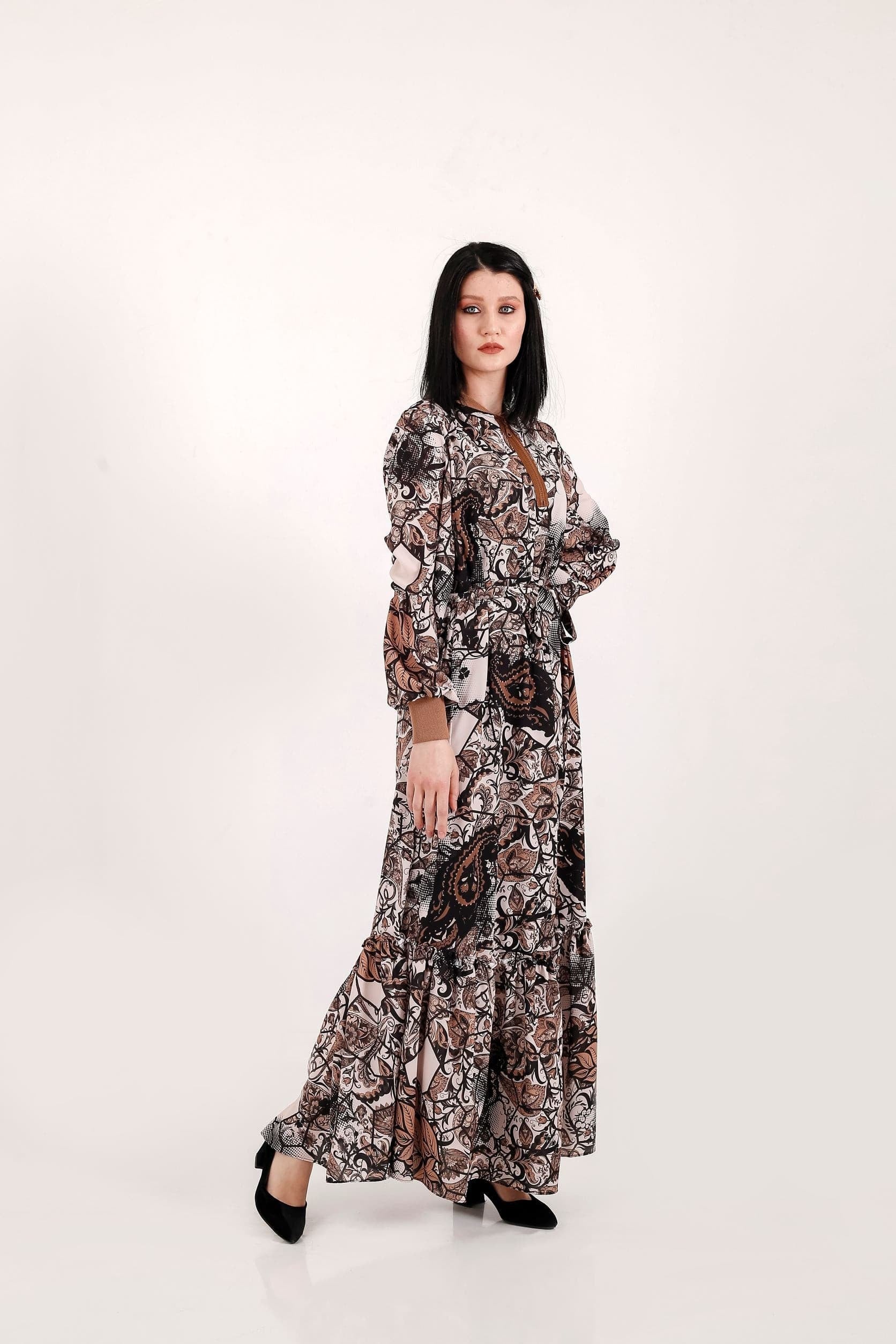 Paisley Maxi Dress with Long Sleeves Maxi Dress BY Baano   