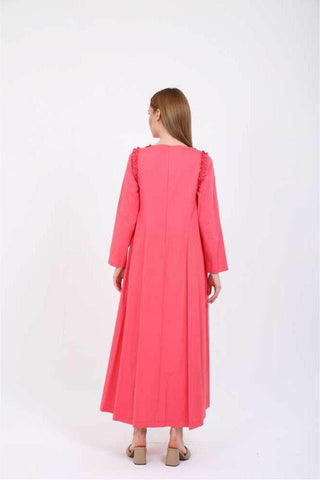 Lucia Poplin Midi Dress - A Pink dress with long sleeves - By Baano