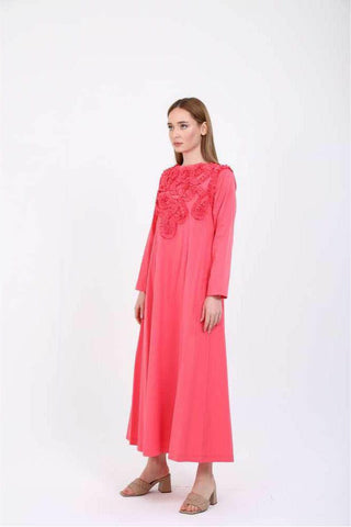 Lucia Poplin Midi Dress - A Pink dress with long sleeves - By Baano