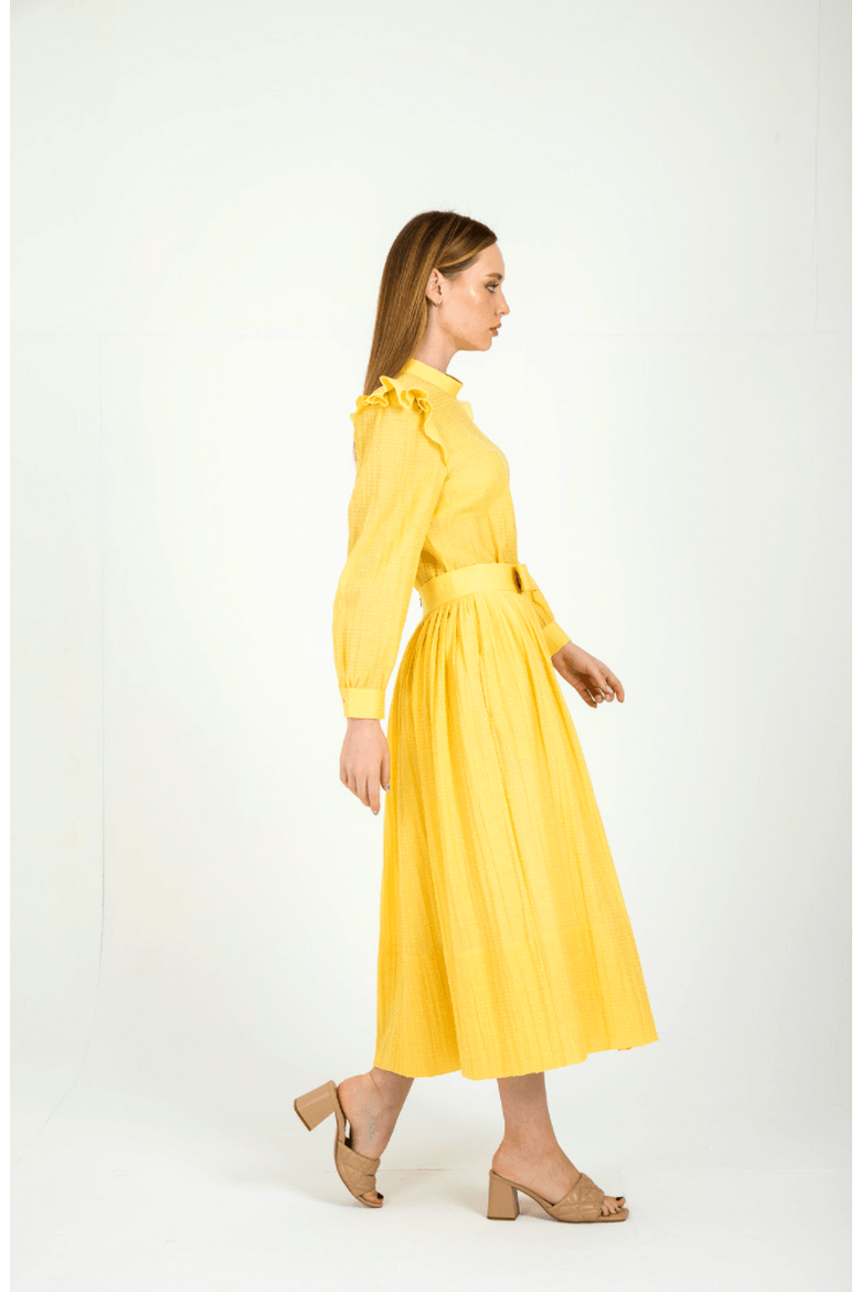 Ruya a Picnic Perfect Dress with Ruffles in Yellow Dresses BY Baano   