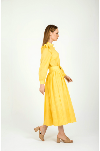 Ruya a Picnic Perfect Dress with Ruffles in Yellow - By Baano