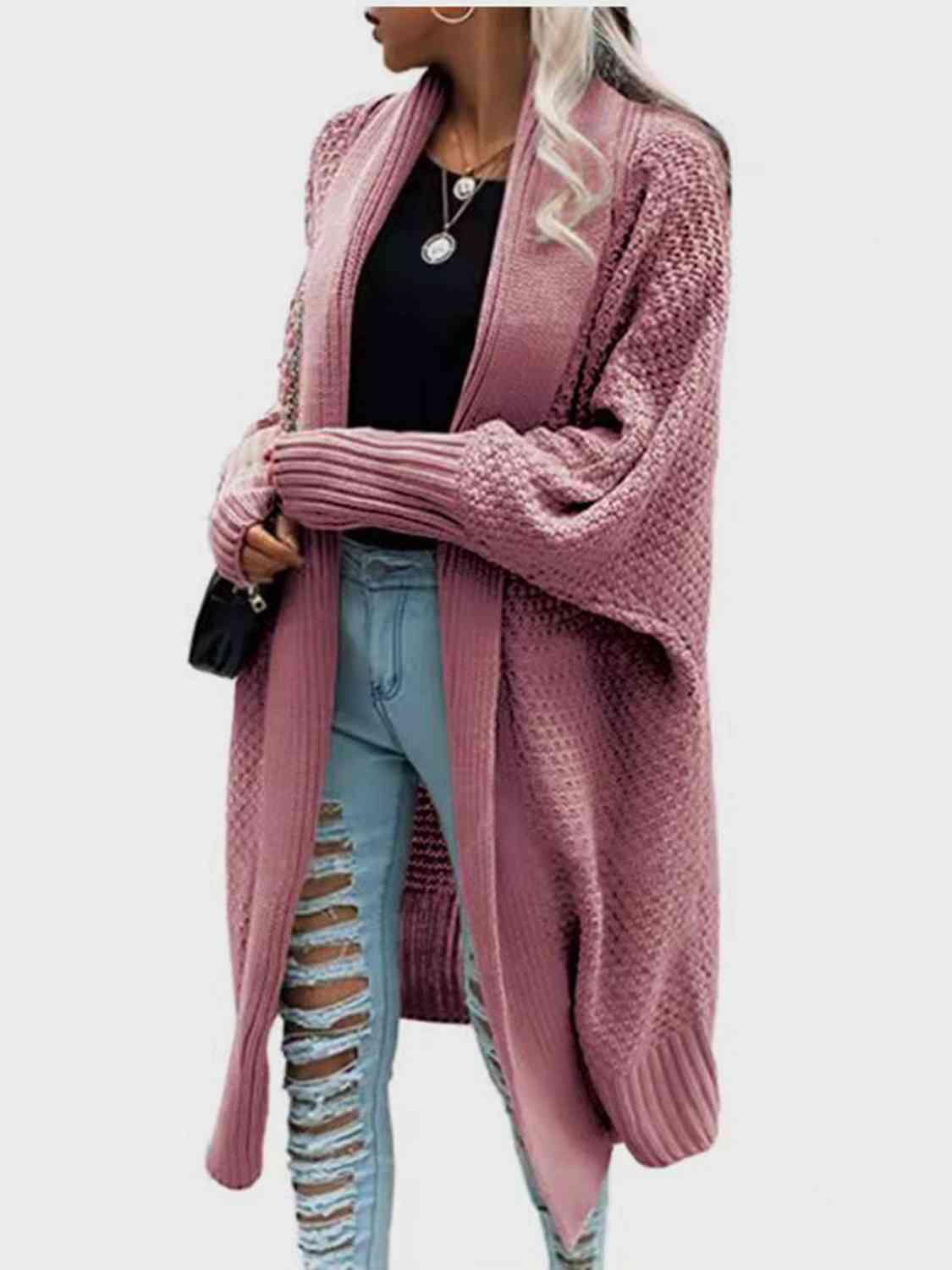 Open Front Long Sleeve Cardigan - By Baano