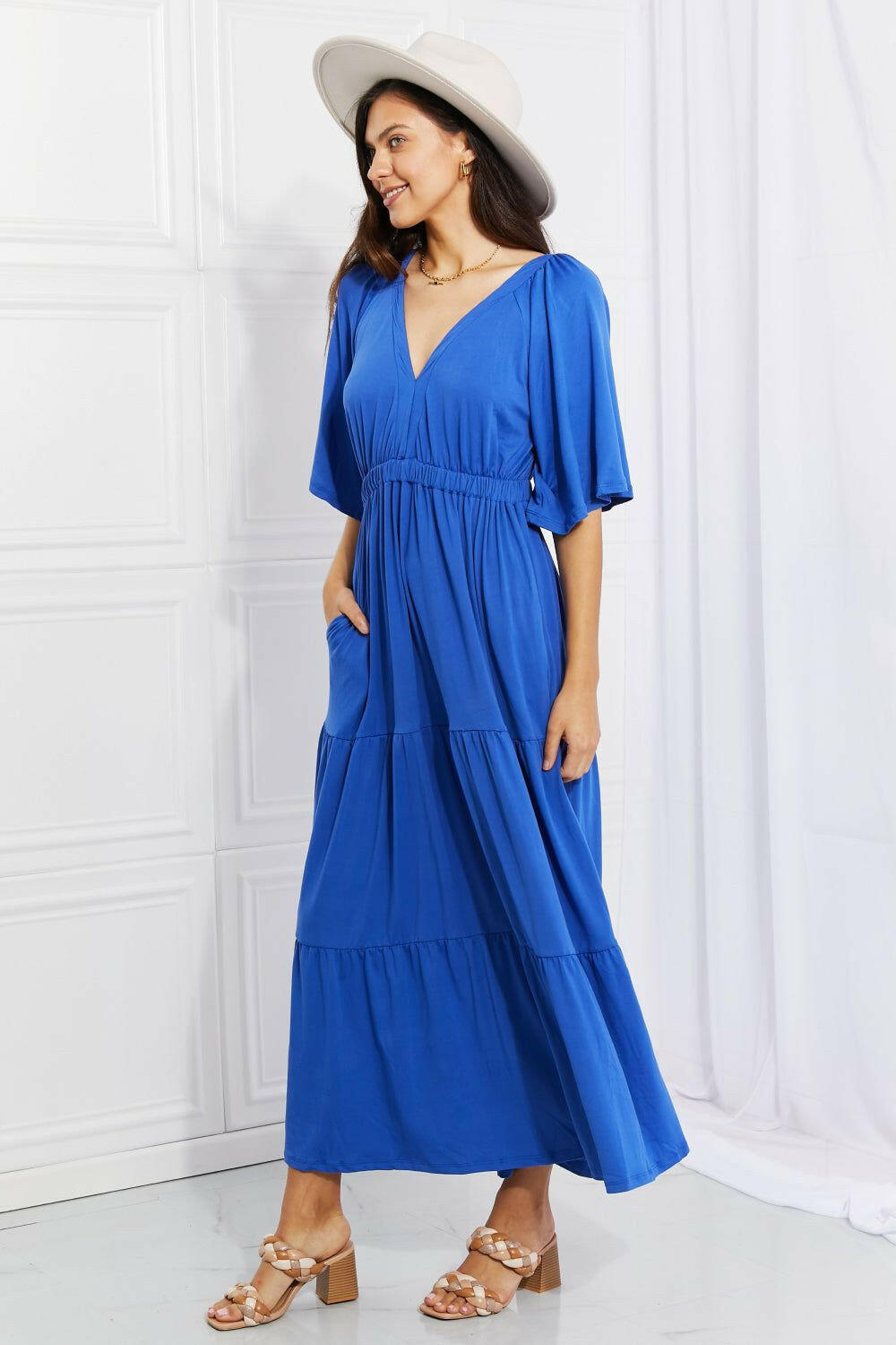 Culture Code Full Size My Muse Flare Sleeve Tiered Maxi Dress - By Baano