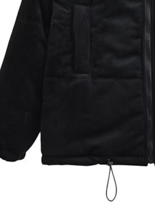 Zip Up Drawstring Winter Coat with Pockets - By Baano
