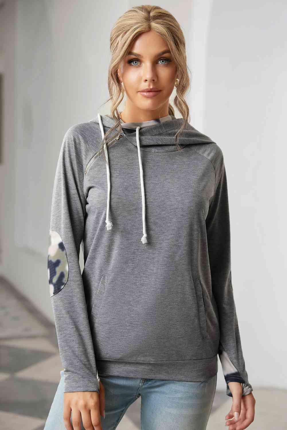 Side Zip Sweatshirt with Front Pocket - By Baano