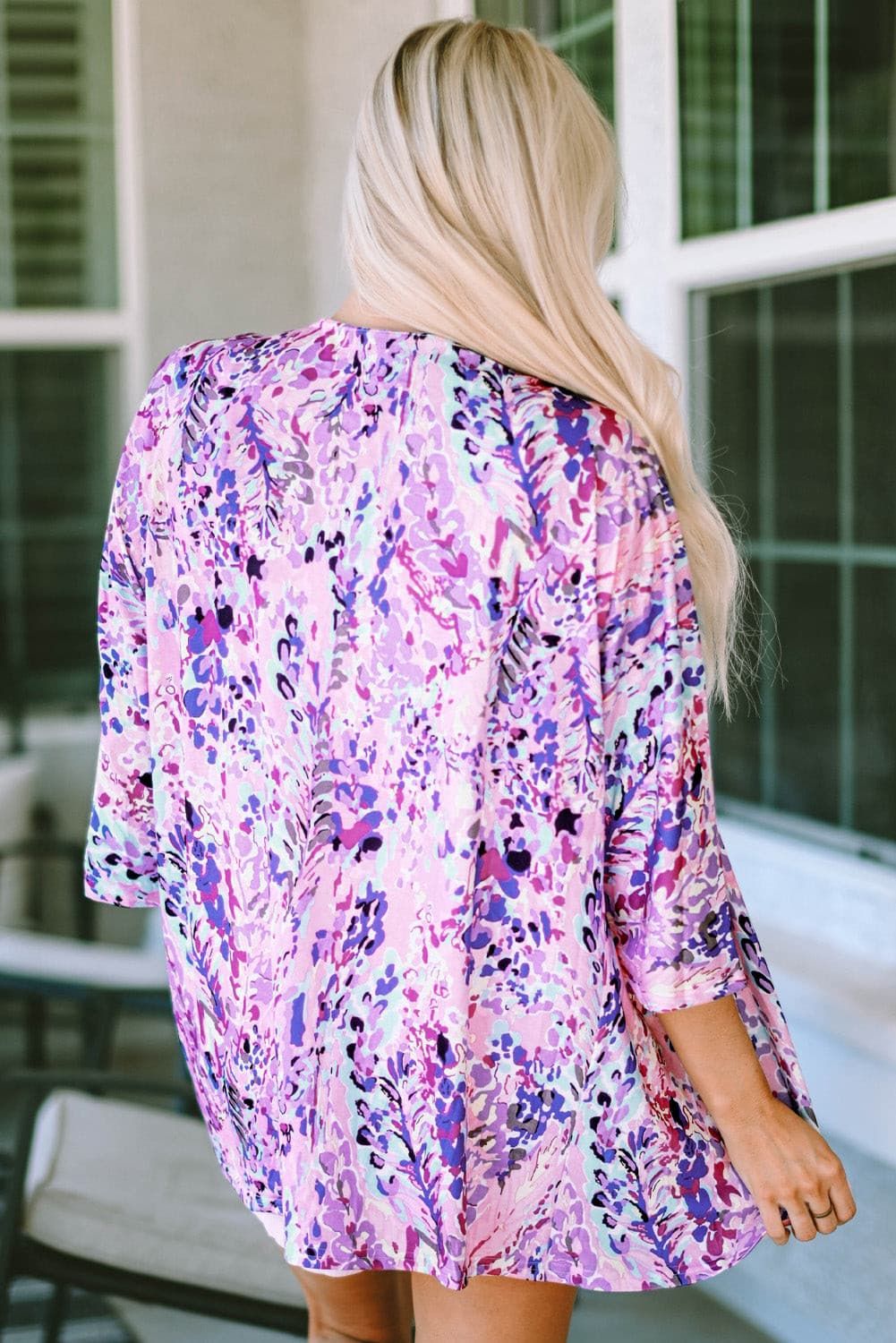 Printed Open Front Cardigan.