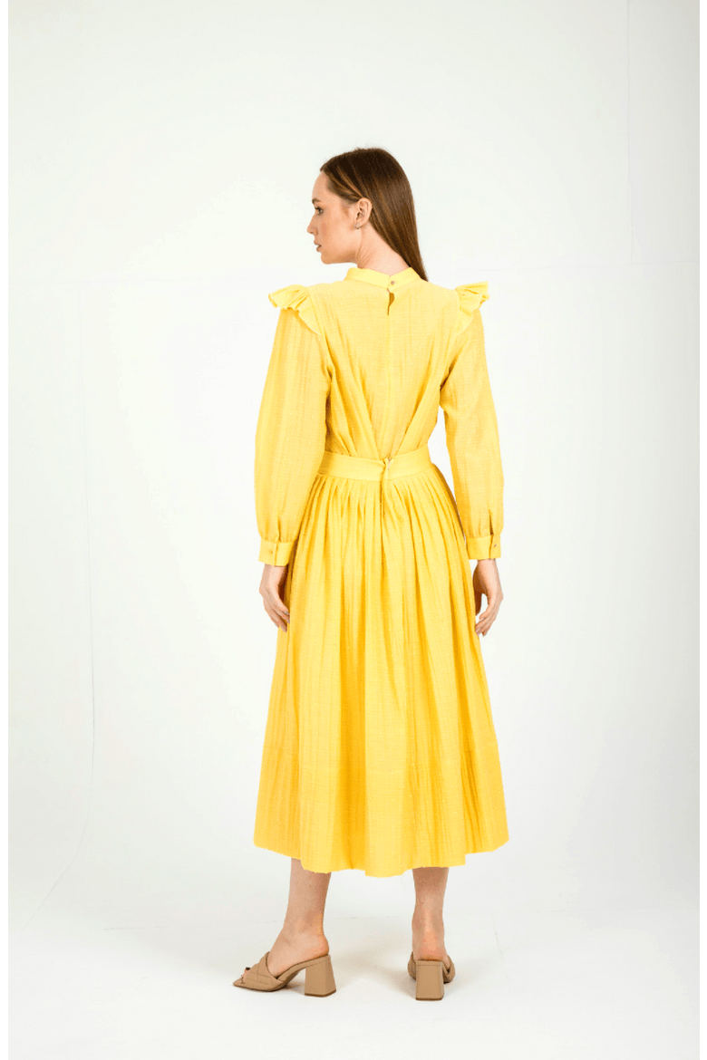 Ruya a Picnic Perfect Dress with Ruffles in Yellow Dresses BY Baano   