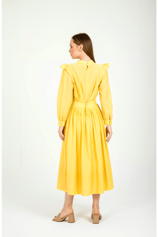 Ruya a Picnic Perfect Dress with Ruffles in Yellow - By Baano