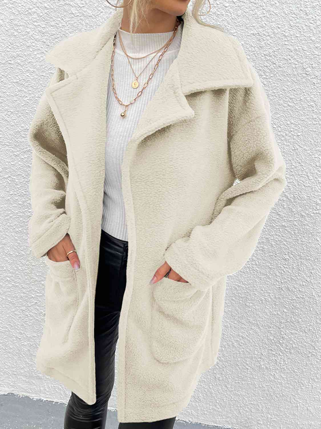 Dropped Shoulder Coat with Pockets - By Baano