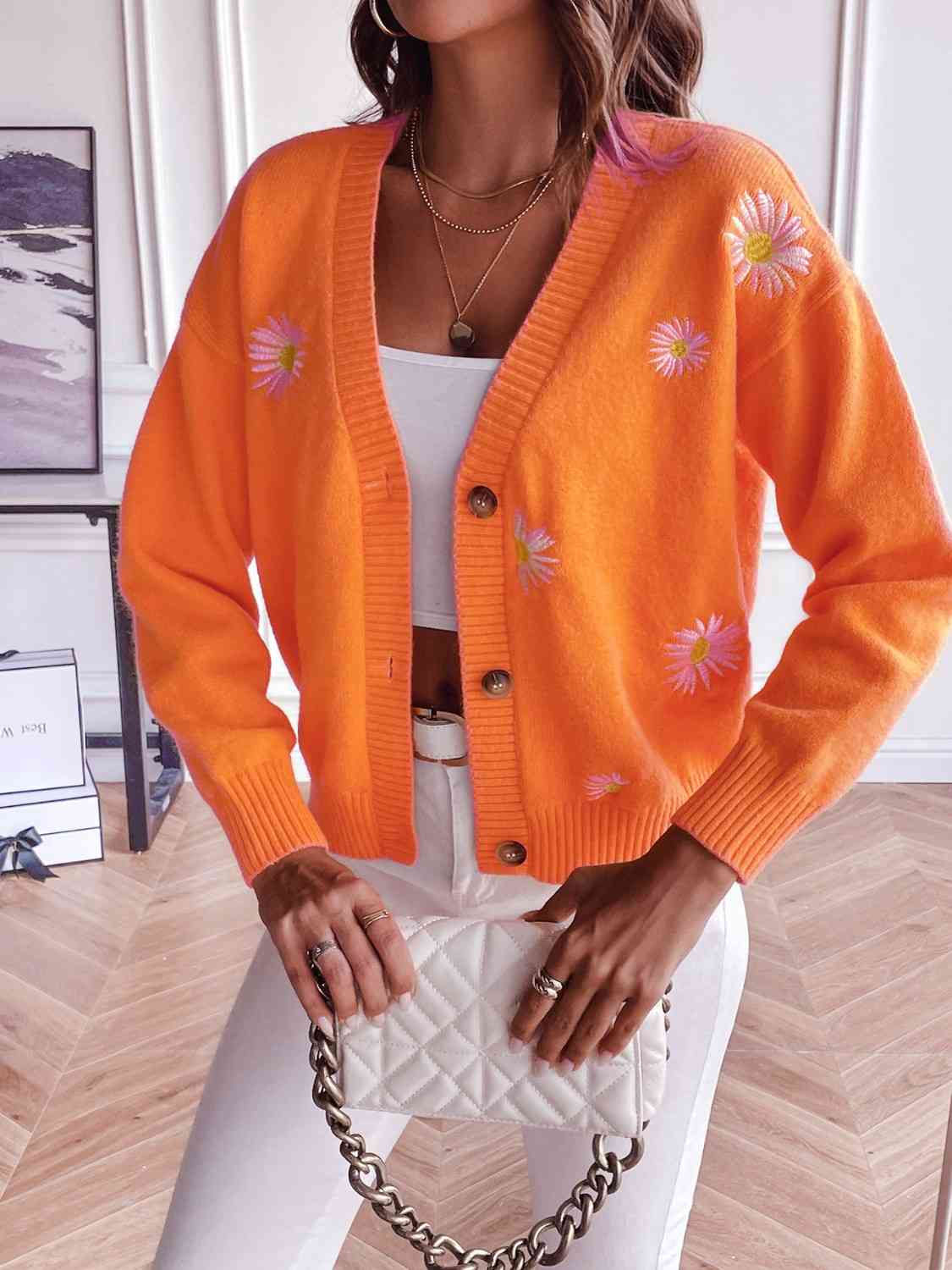 Floral Button Up Cardigan - By Baano