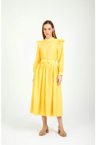 Ruya a Picnic Perfect Dress with Ruffles in Yellow - By Baano