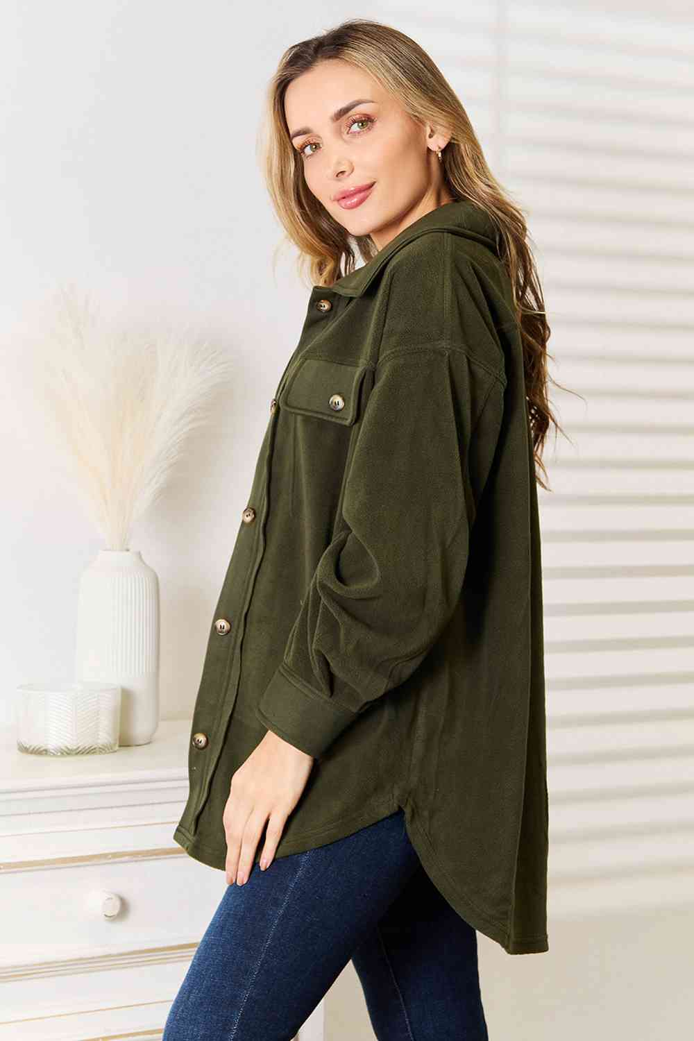 Heimish Cozy Girl Full Size Button Down Shacket - By Baano