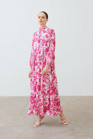 Polly Floral Maxi Dress In Light Pink - By Baano