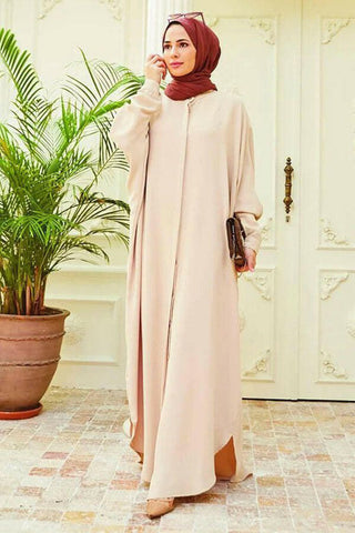 Crepe Open Abaya with Butterfly Sleeves in Ten Colors - By Baano