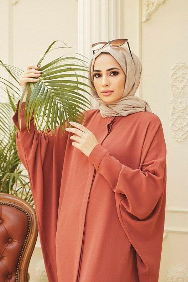 Crepe Open Abaya with Butterfly Sleeves in Ten Colors - By Baano