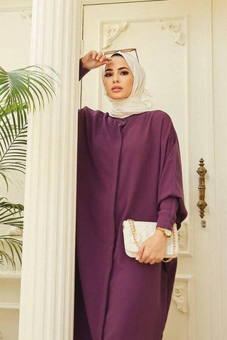 Crepe Open Abaya with Butterfly Sleeves in Ten Colors - By Baano