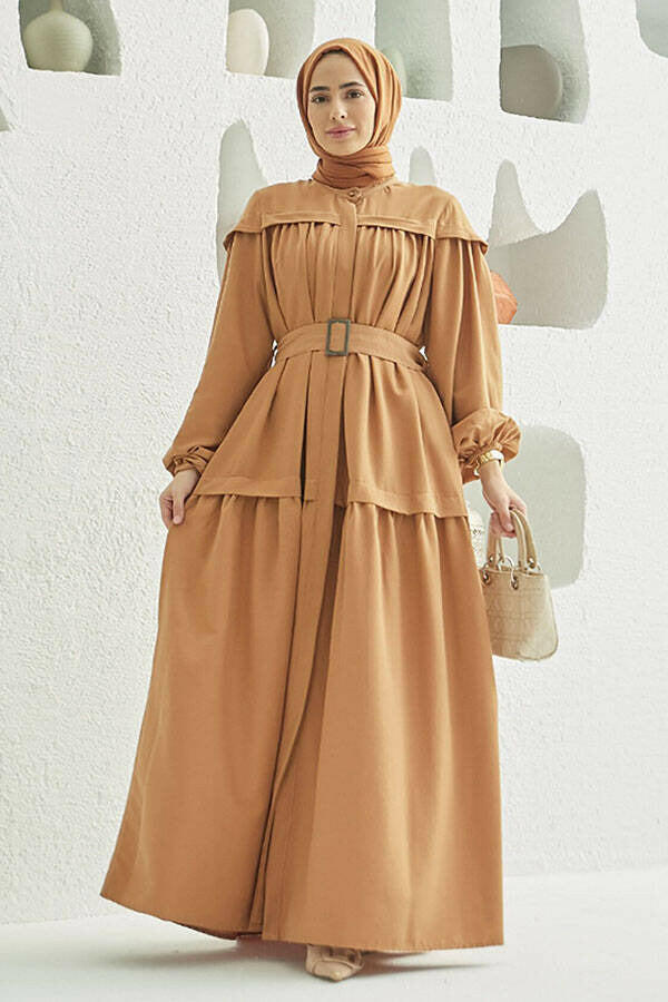 Carla Pleated Belted Modest Maxi Dress - By Baano
