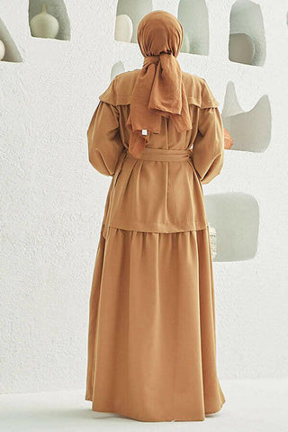 Carla Pleated Belted Modest Maxi Dress - By Baano