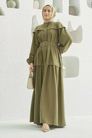 Carla Pleated Belted Modest Maxi Dress - By Baano