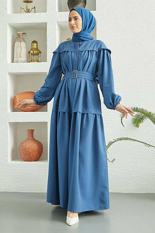 Carla Pleated Belted Modest Maxi Dress - By Baano