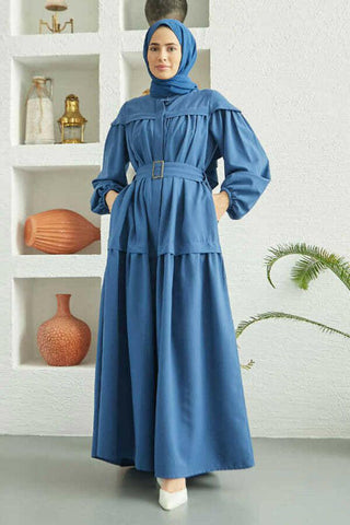 Carla Pleated Belted Modest Maxi Dress - By Baano