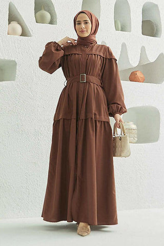 Carla Pleated Belted Modest Maxi Dress - By Baano