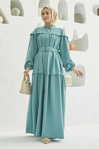 Carla Pleated Belted Modest Maxi Dress - By Baano