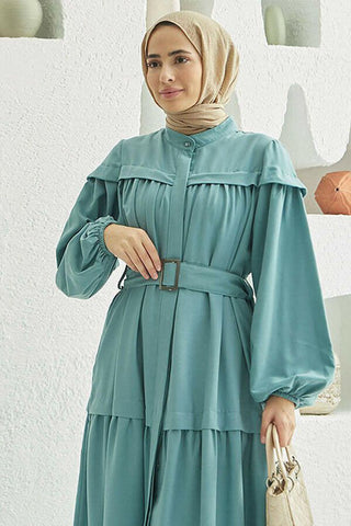 Carla Pleated Belted Modest Maxi Dress - By Baano