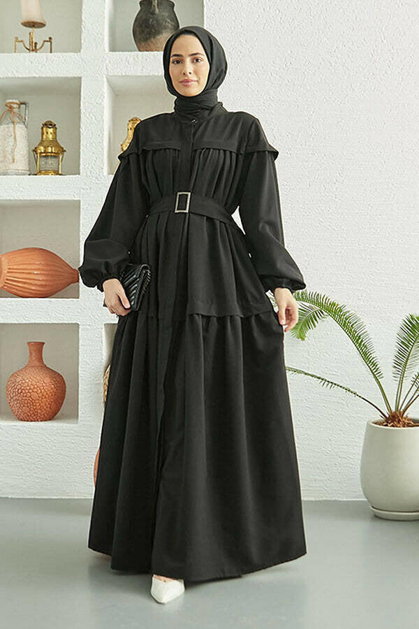Carla Pleated Belted Modest Maxi Dress - By Baano