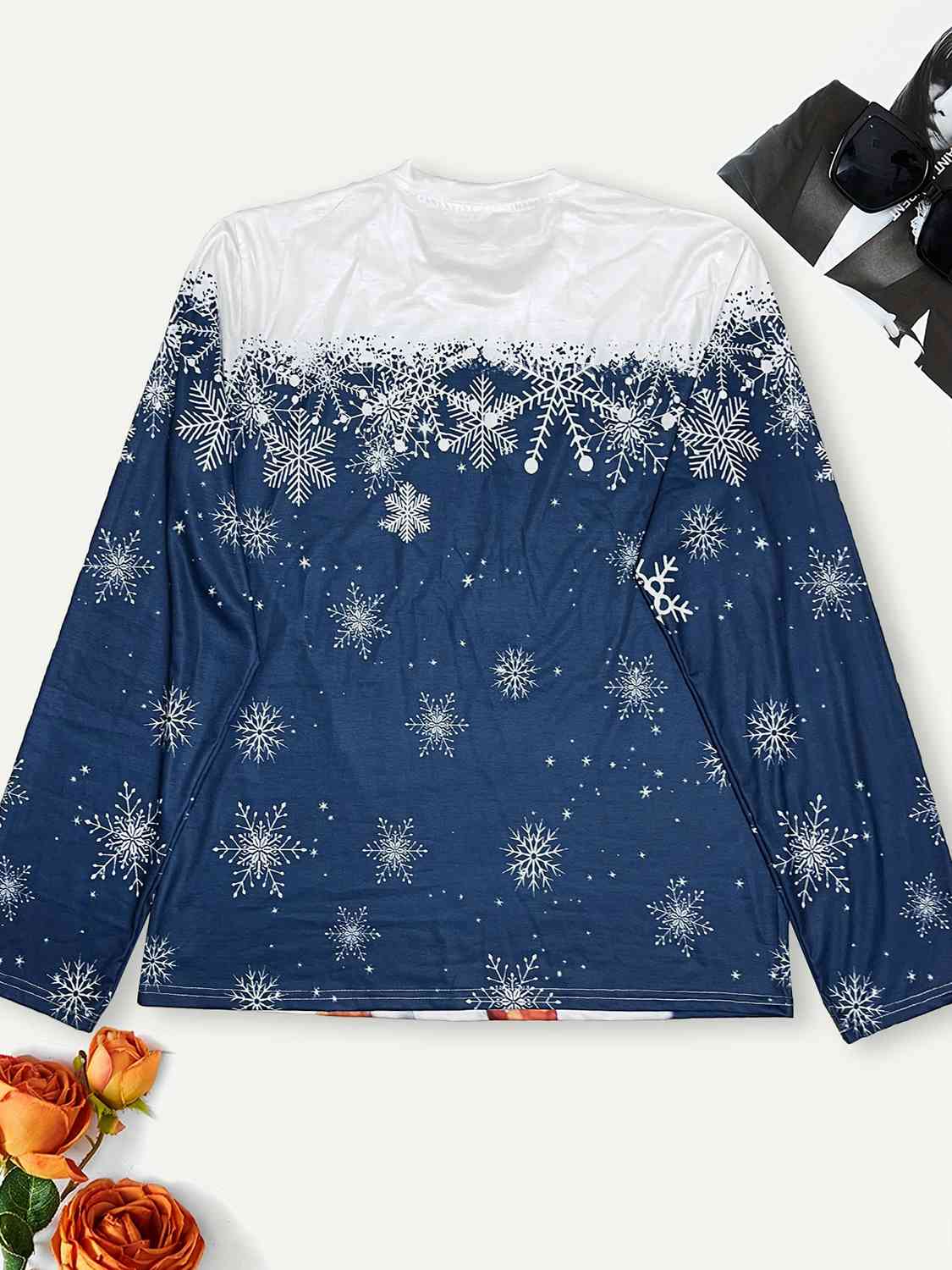 Plus Size Snowman & Snowflake Round Neck T-Shirt - By Baano