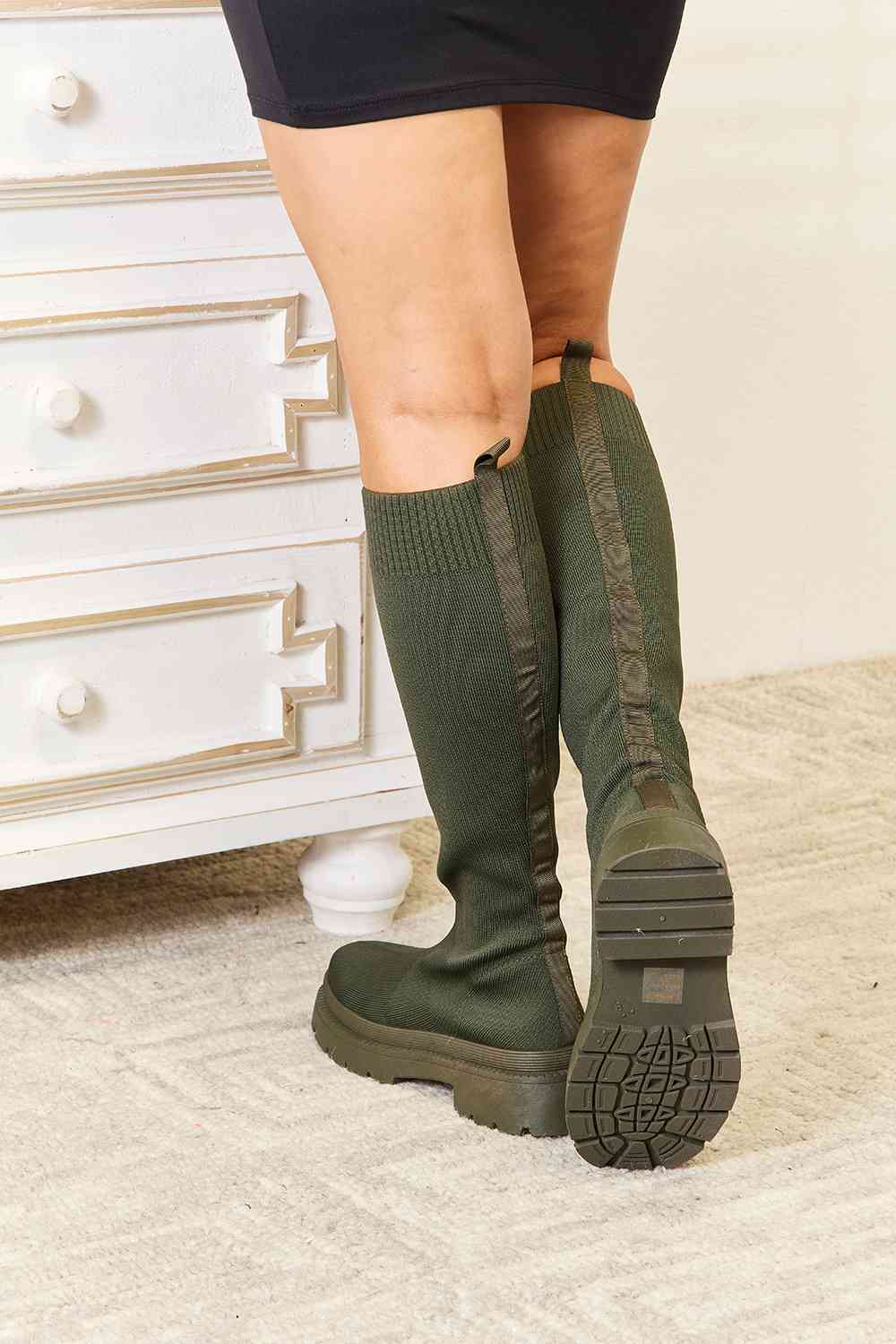 WILD DIVA Footwear Knee High Platform Sock Boots - By Baano