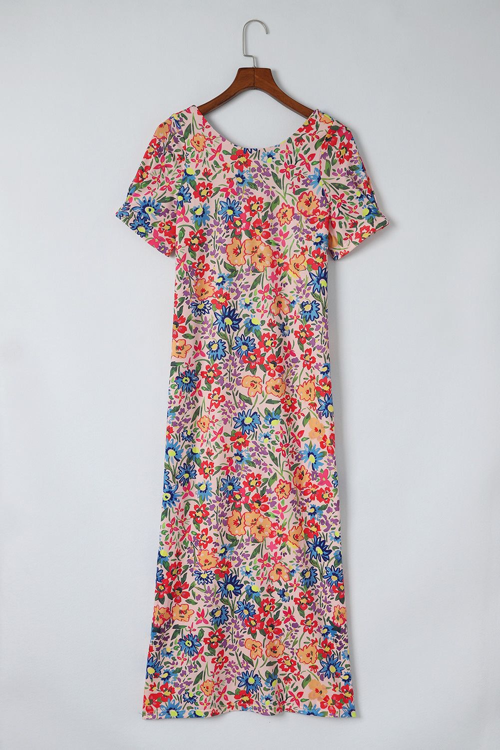 Floral Round Neck Short Sleeve Dress - By Baano