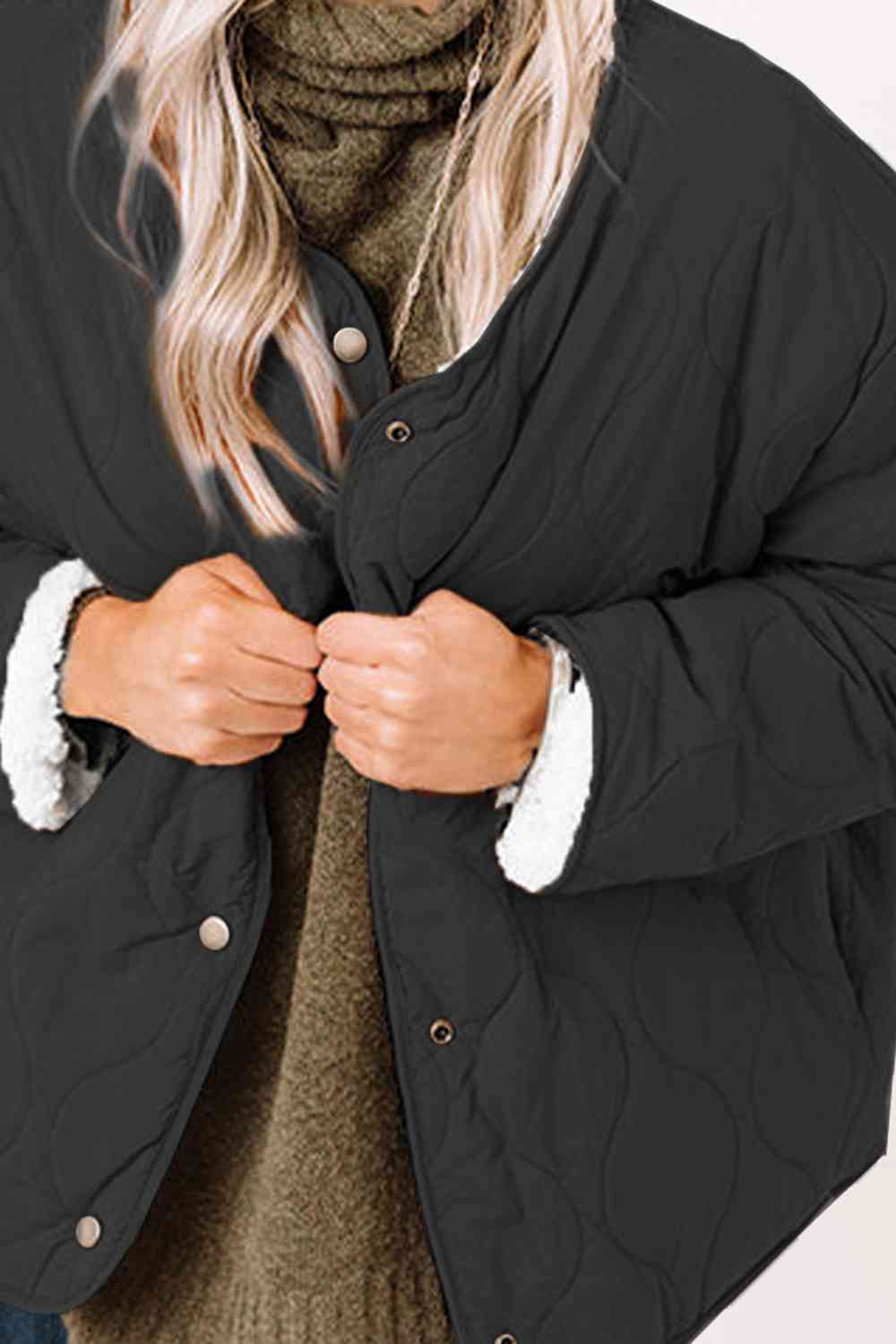 Long Sleeve Button Front Winter Coat - By Baano