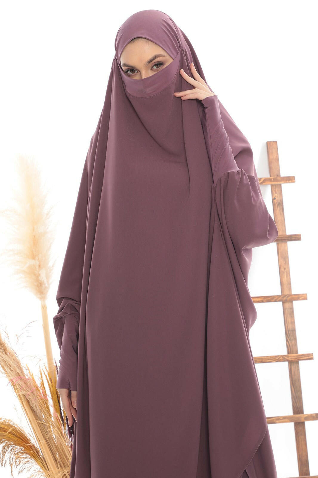 Luxury Two Piece Khimar  |  2 Piece Abaya | Dress Modest Wear Khimar By Baano 1 Mexican Purple 