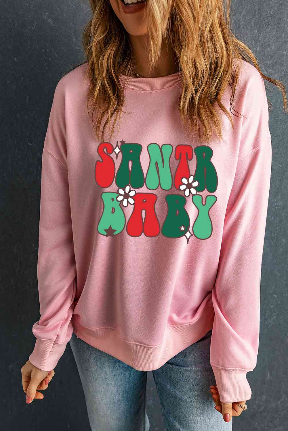 SANTA BABY Graphic Round Neck Sweatshirt - By Baano