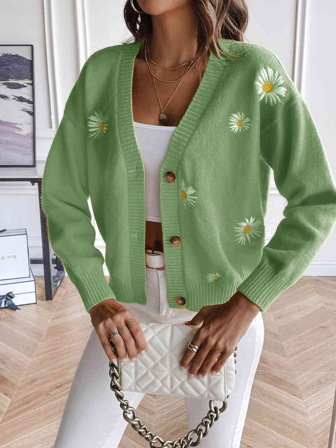 Floral Button Up Cardigan - By Baano