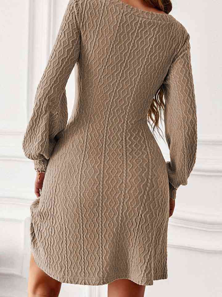 V-Neck Long Sleeve Mini Dress - By Baano