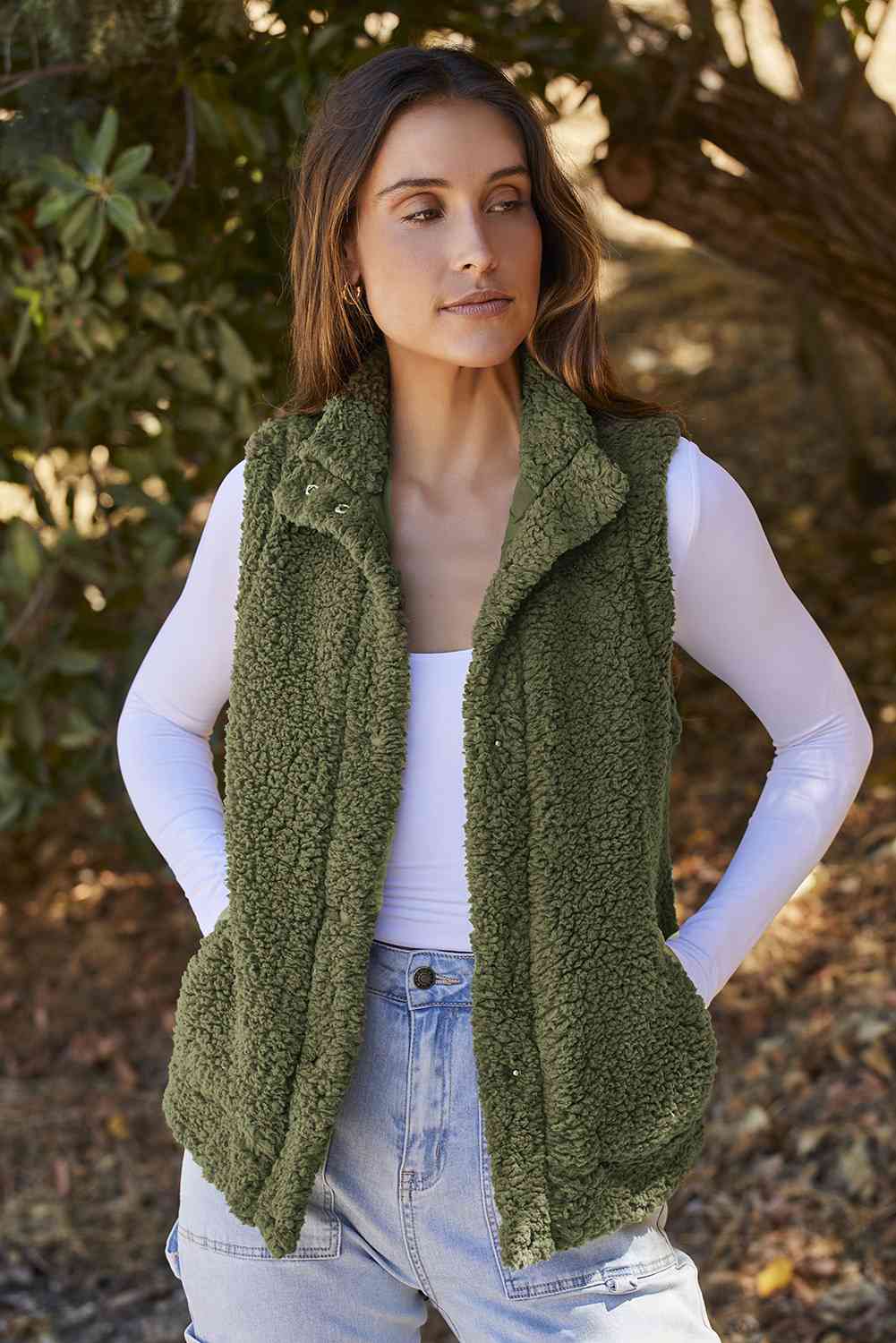 Snap Down Vest with Pockets - By Baano
