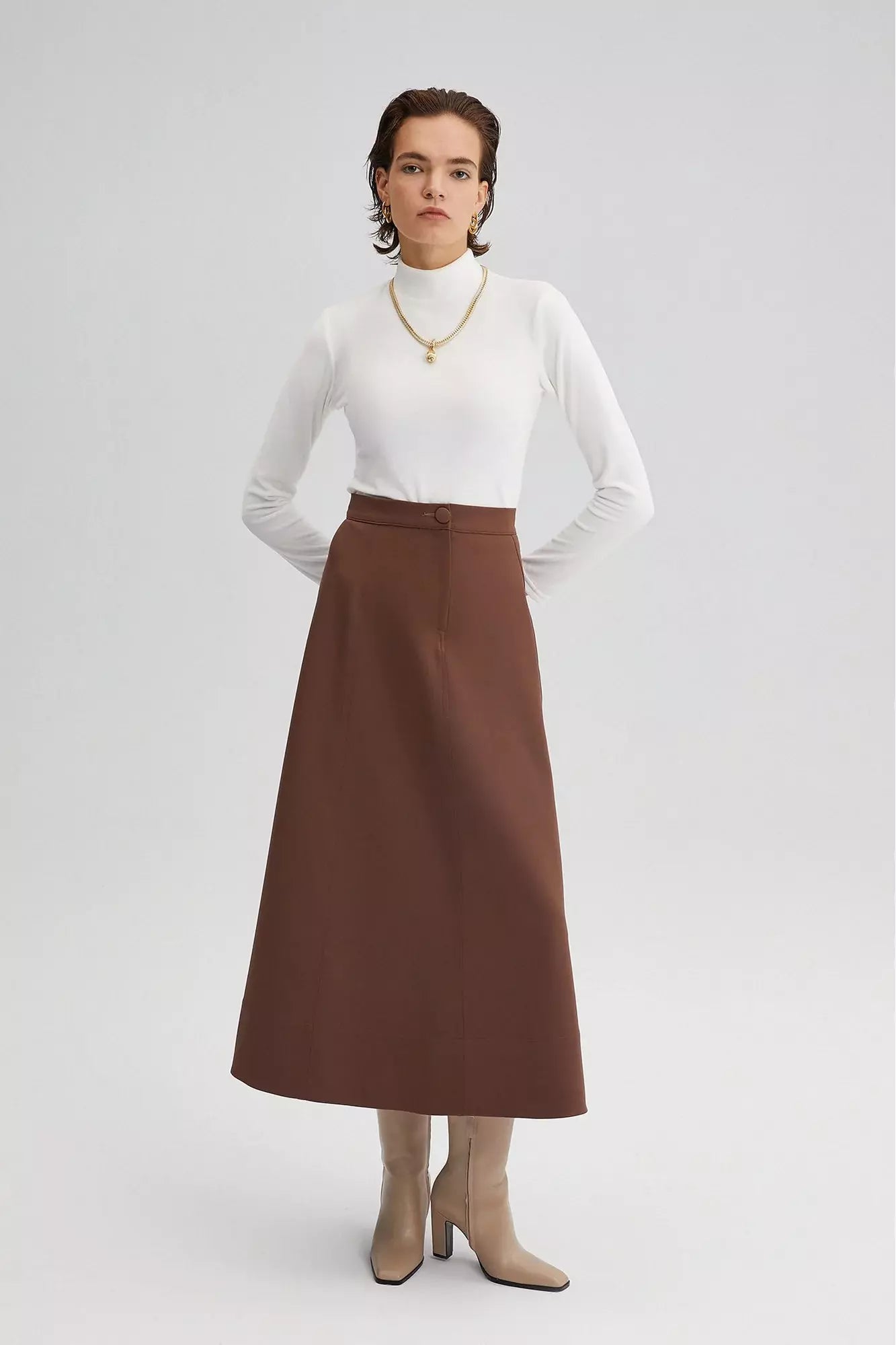 Crepe Skirt with Button - By Baano